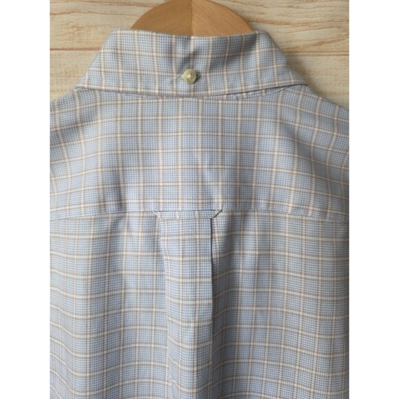 Faconnable Button Down Shirt Mens Large Blue Checkered Long Sleeve Cotton France - Picture 7 of 11